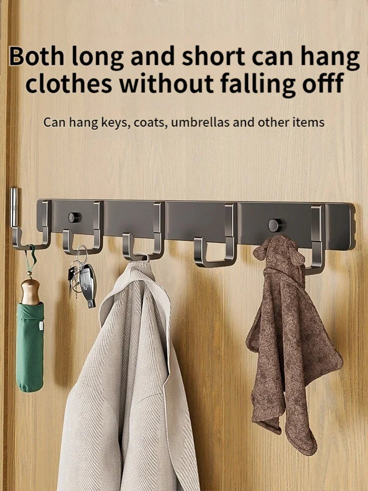 Hooks for hanging clothes at the entrance door, hanging hangers on the wall, and strong hooks for the wardrobe in th