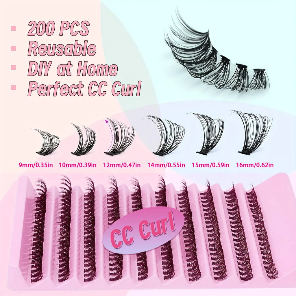 Cluster Lashes 200 Pack | DIY Individual Eyelashes with Natural Wispy Look