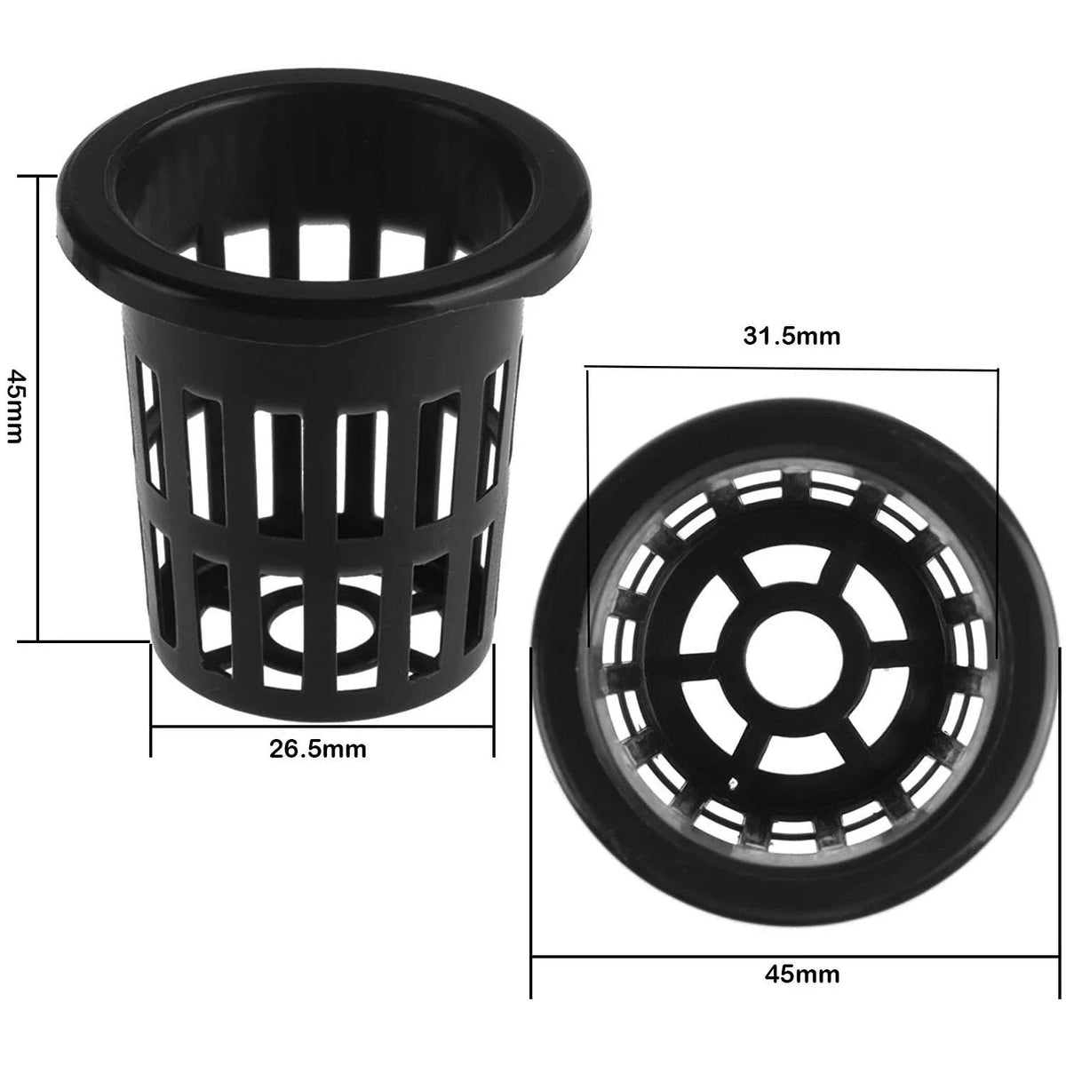 100 Pack 1.77 Inch Net Cups Slotted Mesh Wide Lip Filter Plant Net Pot Bucket Basket for Hydroponics Aquaponics Orchids