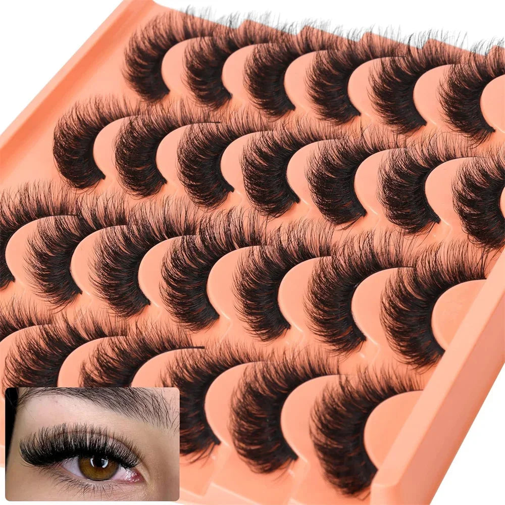 14 Pairs Natural Look False Eyelashes | Thick Fluffy Faux Mink Lashes Pack