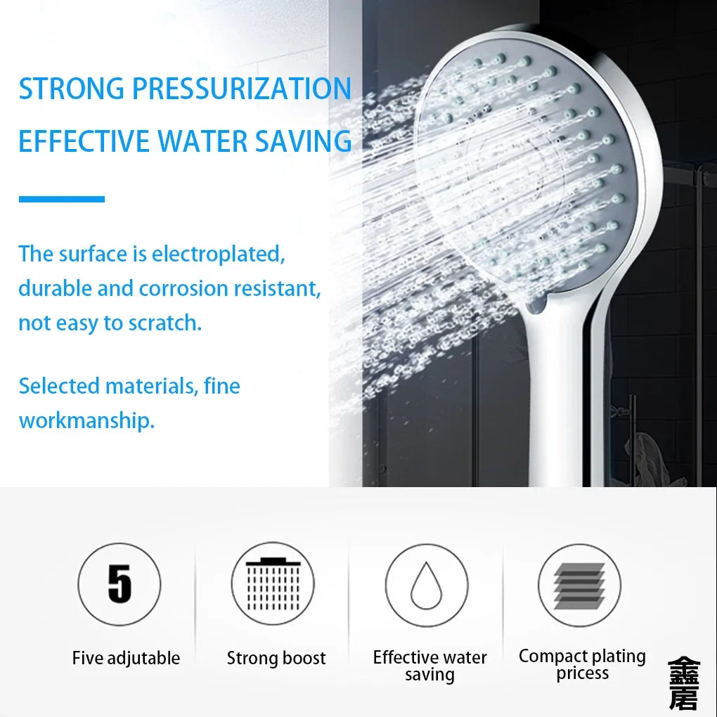 Bathroom Sprayer Shower Jetting Shower Head Water Saving Handheld Adjustable 5 Modes SPA Shower Bath Head Bathroom Accessories