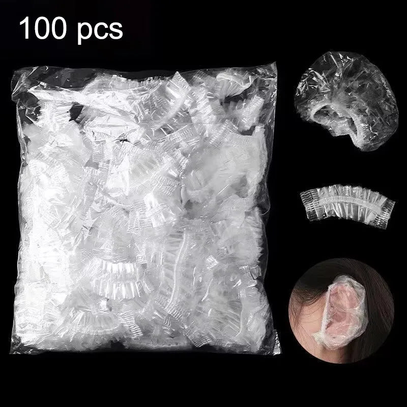100pcs Transparent Disposable Earmuffs For Shower Waterproof Earplugs Plastic Earplugs For Hair Dye Shower Covers Ear Protectors