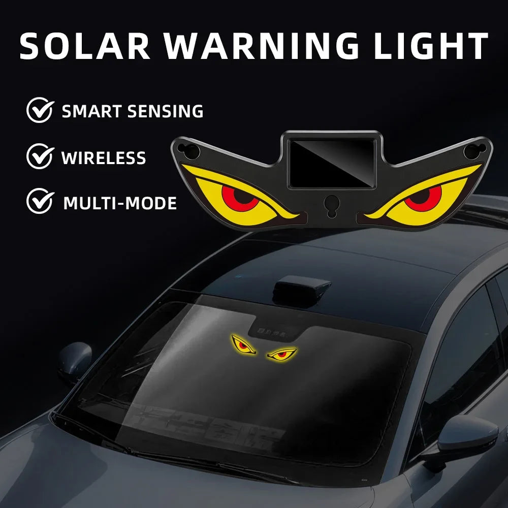 Solar Devil Eye Car Warning Light | USB-C Rechargeable Window Lamp