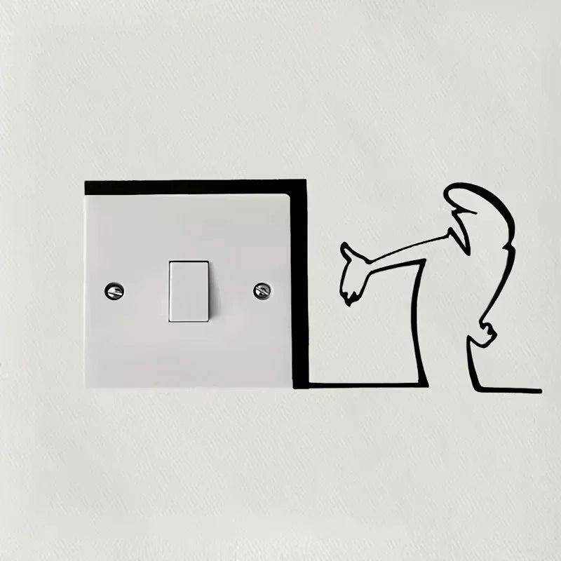 Minimalist La Linea Switch Sticker | Cartoon Power Switch Decal for Home Decor