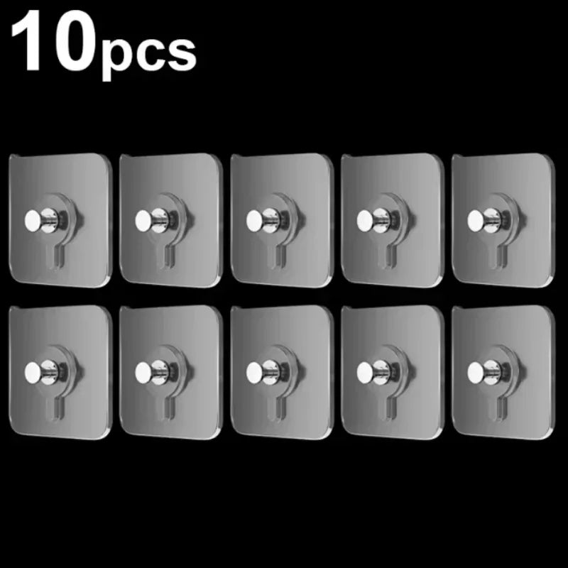 10/50pcs Self-Adhesive Hook Strong Adhesive Picture Frame Nails Hooks Transparent Seamless Wall Hangers Hanging Clock