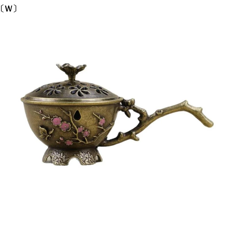 Handheld Plum Blossom Incense Burner | Retro Hollow Out Incense Stick Holder with Handle