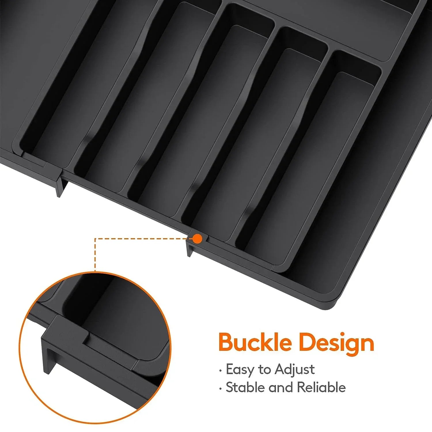 New Adjustable Cutlery Organizer - Upgraded Plastic Storage Tray with Dividers, Ideal for Organizing Spoons and Knife Drawers.
