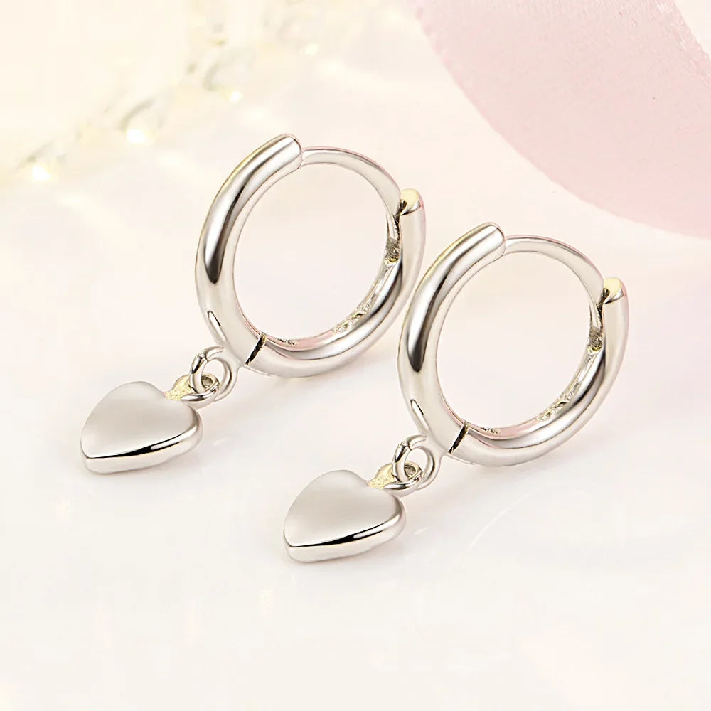 925 Sterling Silver Heart Stud Earrings Set | Classic Fine Jewelry for Women