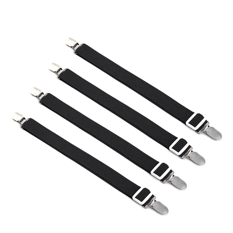 4pcs Adjustable Bed Sheet Fasteners Straps Elastic Mattress Cover Corner Holder Clip Grippers Suspender Cord Hook Loop Clasps