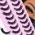 10 Pairs D Curl Russian Strip Lashes | Fluffy Volume False Eyelashes for a Dramatic Cat Eye Look