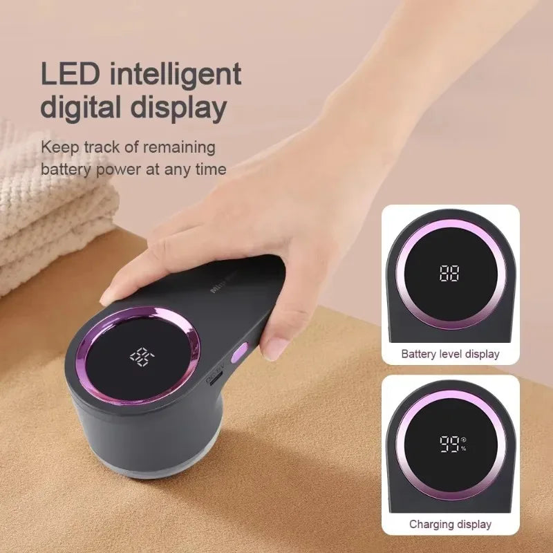 Portable Electric Lint Remover with LED Display USB Rechargeable Sweater Shaver Household Clothes Hair Ball Trimmer