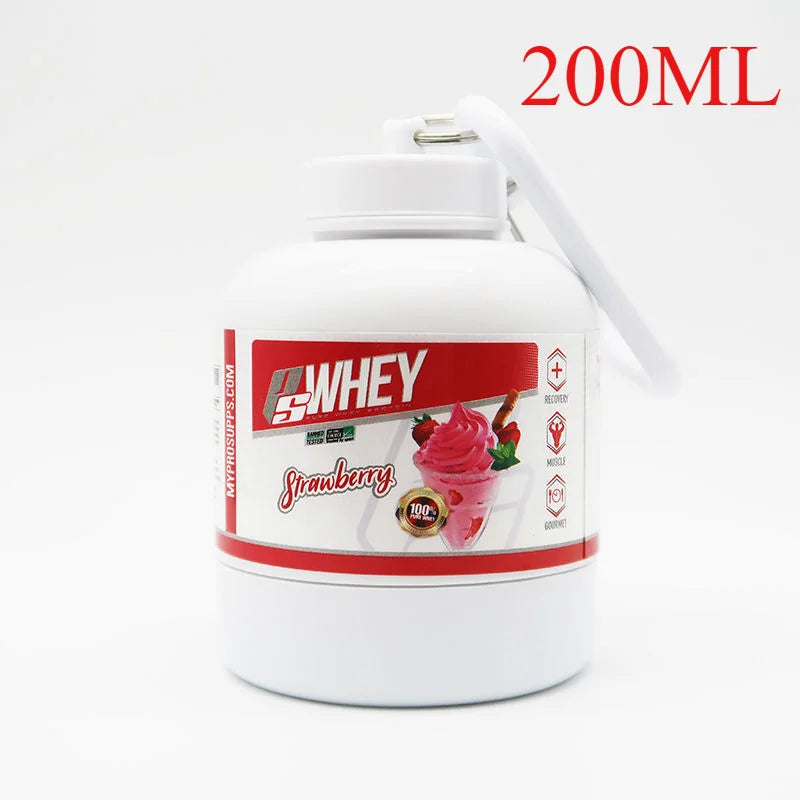 100/200ML Portable Mini Protein Powder Bottle with Keychain Health Funnel Medicine Box Container Small Cup Outdoor Sport Storage