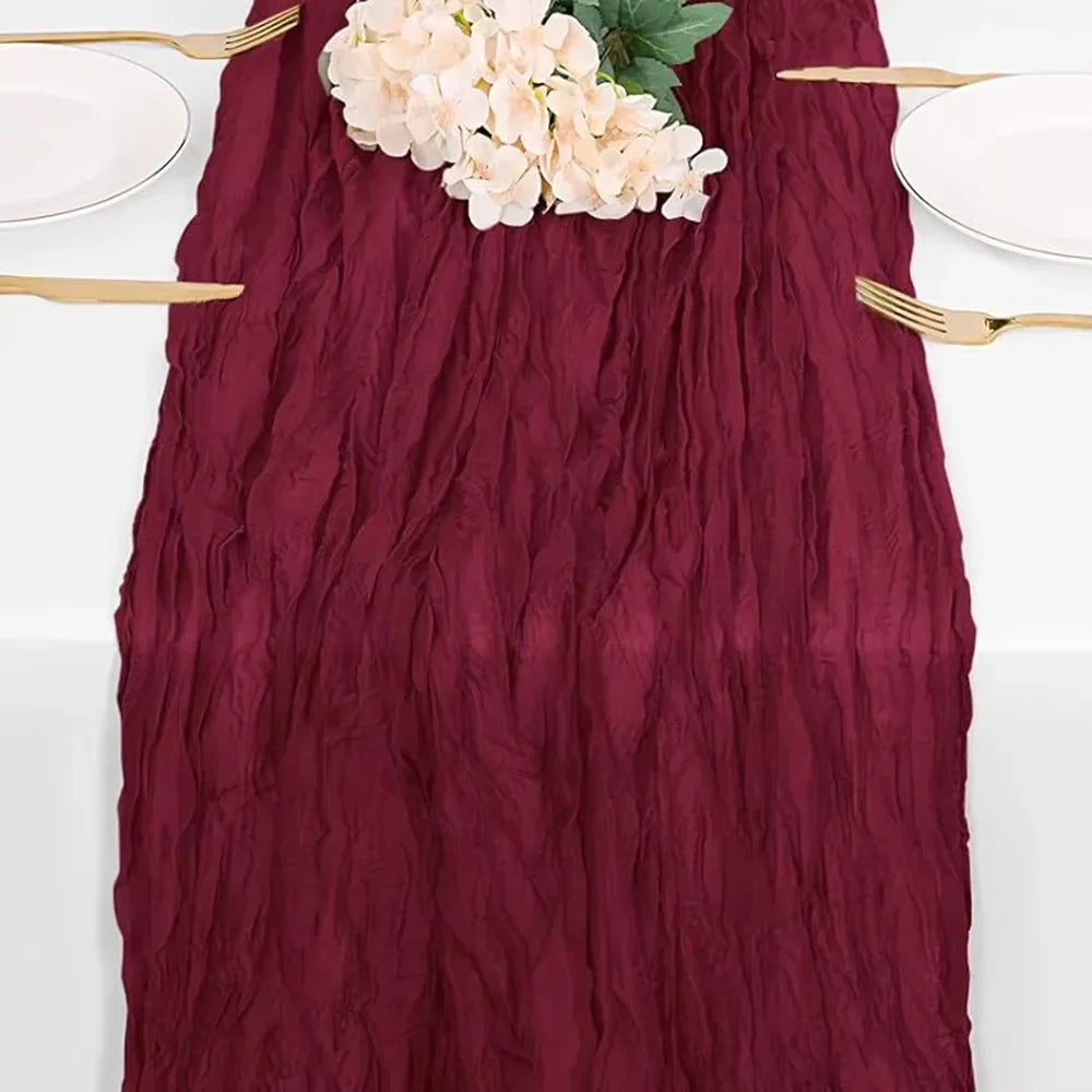 Bali gauze, Burgundy table flag, wool cloth, gauze, country table flag, wedding and birthday party decoration
