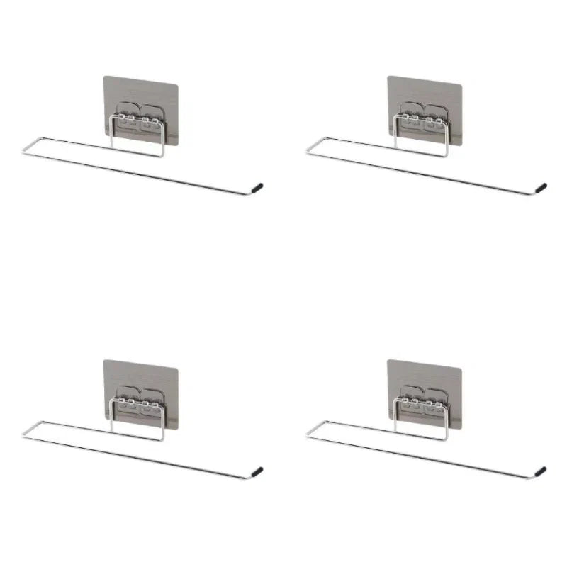 1/4 Of The Kitchen Wall Hanging Paper Towel Rack, Perforation-Free Dish Cloth, Plastic Wrap Stainless Steel Organizer Hooks