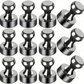 Black Neodymium Magnetic Push Pins - Strong Refrigerator & Whiteboard Magnets for Office, Kitchen & Map Use