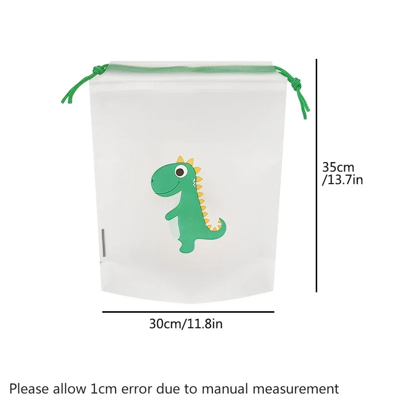 10 Transparent Drawstring Bags with Exquisite Cartoon Patterns, Waterproof and Easy-to-carry Grocery Storage Bags