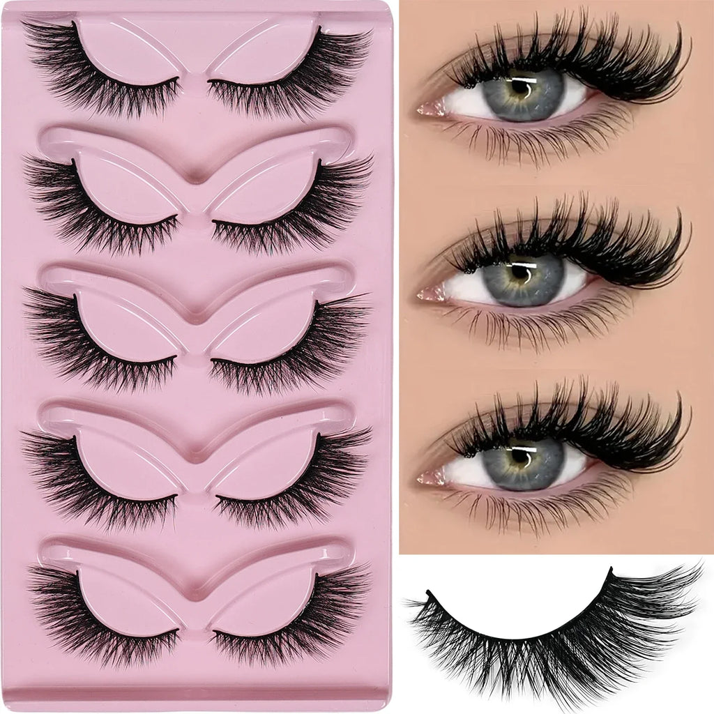 5 Pairs Cat Eye Lashes Wispy Fake Lashes | Fluffy Winged False Eyelashes