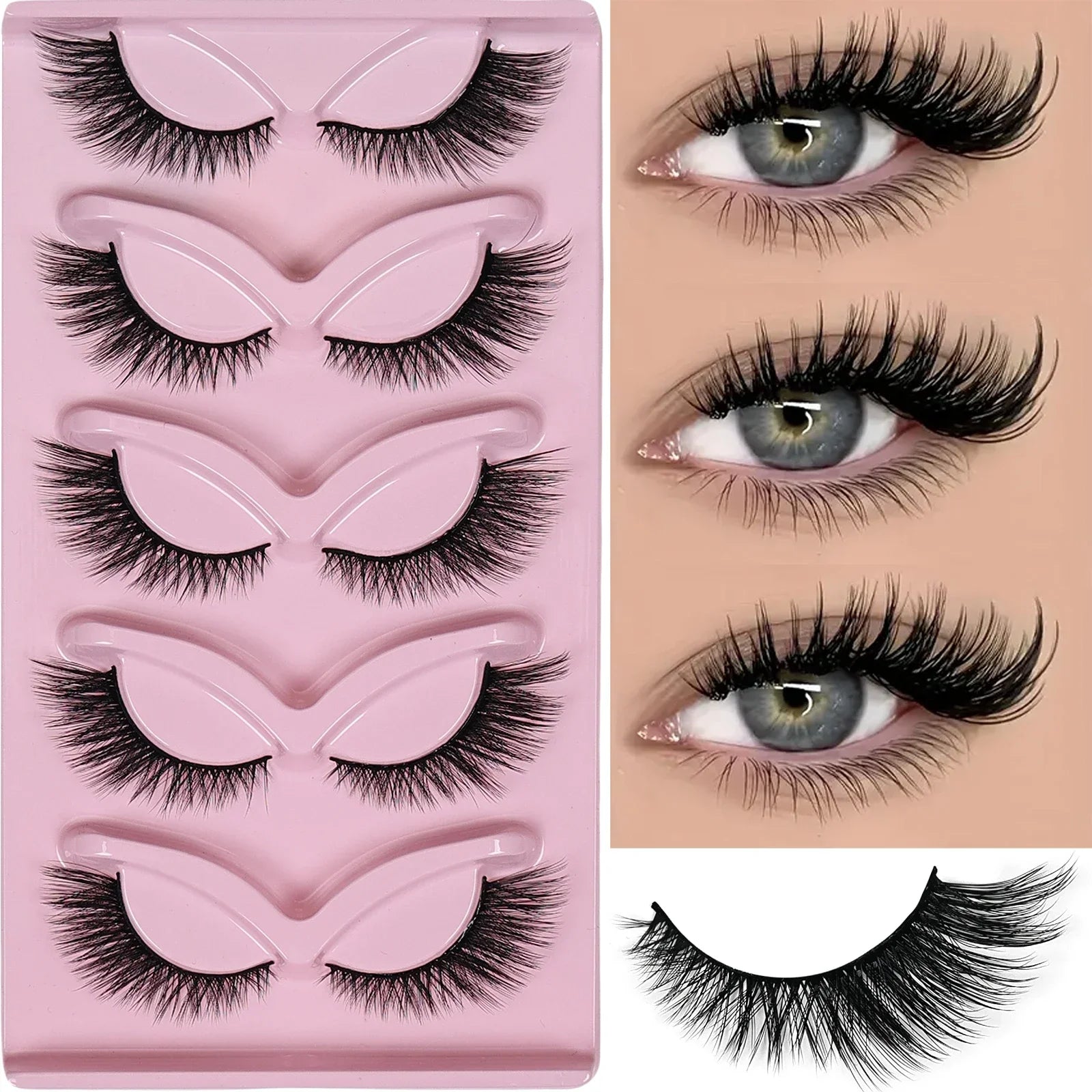 5 Pairs Cat Eye Lashes Wispy Fake Lashes | Fluffy Winged False Eyelashes