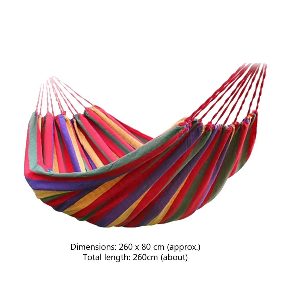 1-2 Person Fabric Hammock with Tree Straps 264lbs Capacity Stripe Hammock Pendant 102x32 in for Outdoor Indoor with Carry Bag