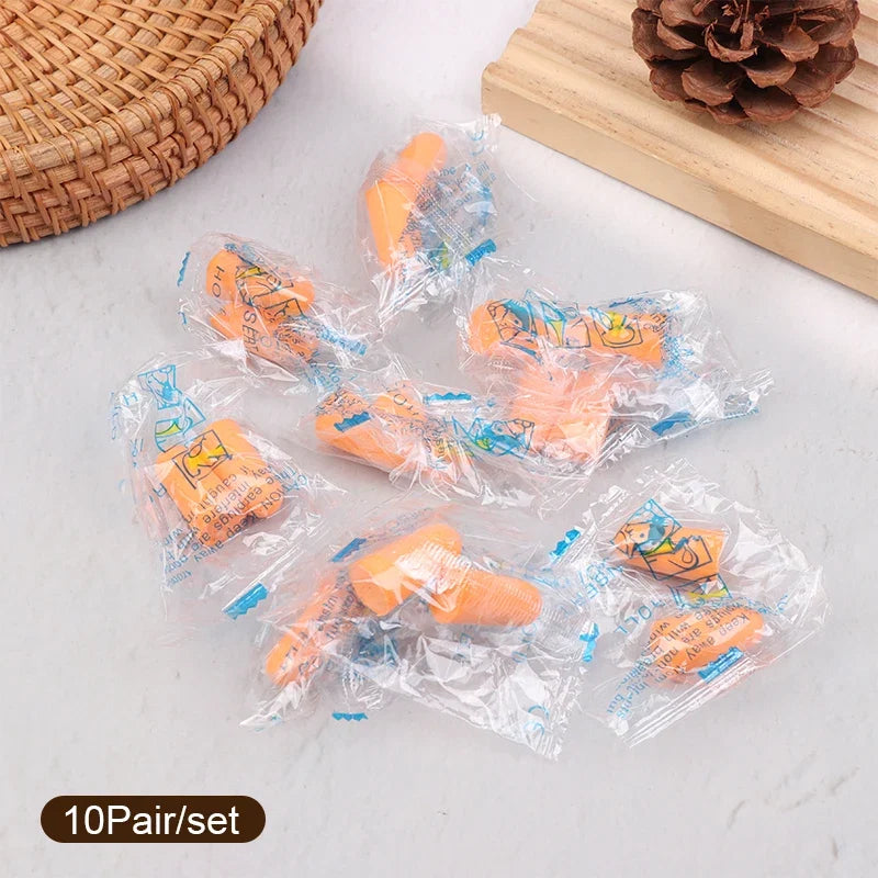 10 Pairs Sponge Earplugs | Noise-Isolating Sleep & Work Earplug Set