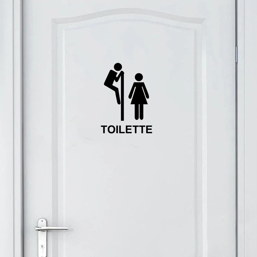 French Bathroom Toilet Sign Vinyl Sticker Decal | WC Entrance Sign Door Decal for France Home