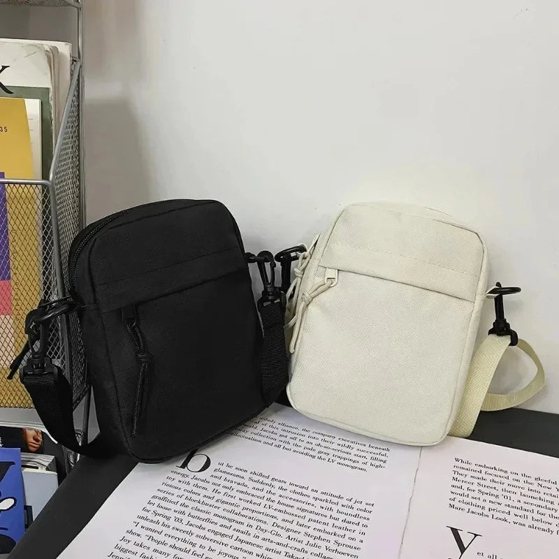 Canvas Women's Crossbody Bag Trend Shoulder Handbag Korean Solid Color Student Phone Bag Simple Shopper Bags Purse