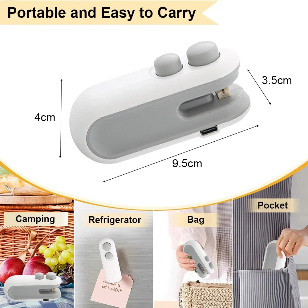 Mini Sealer Heat Bag Sealing Machine Food Package Bag Heat Sealer Rechargeable Portable Handheld Food Plastic Storage Bag Sealer