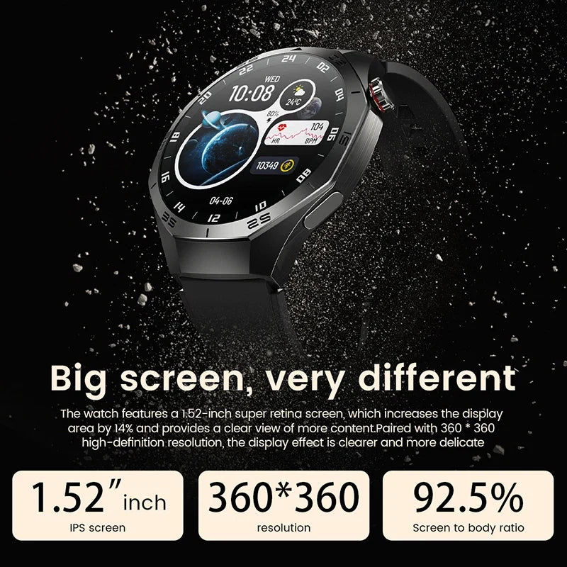 2026 New BOXUXING S5 Smart Watch Men HD AMOLED Screen GPS Motion trajectory HeartRate Bluetooth Call 1.52" SmartWatch IP68 Watch