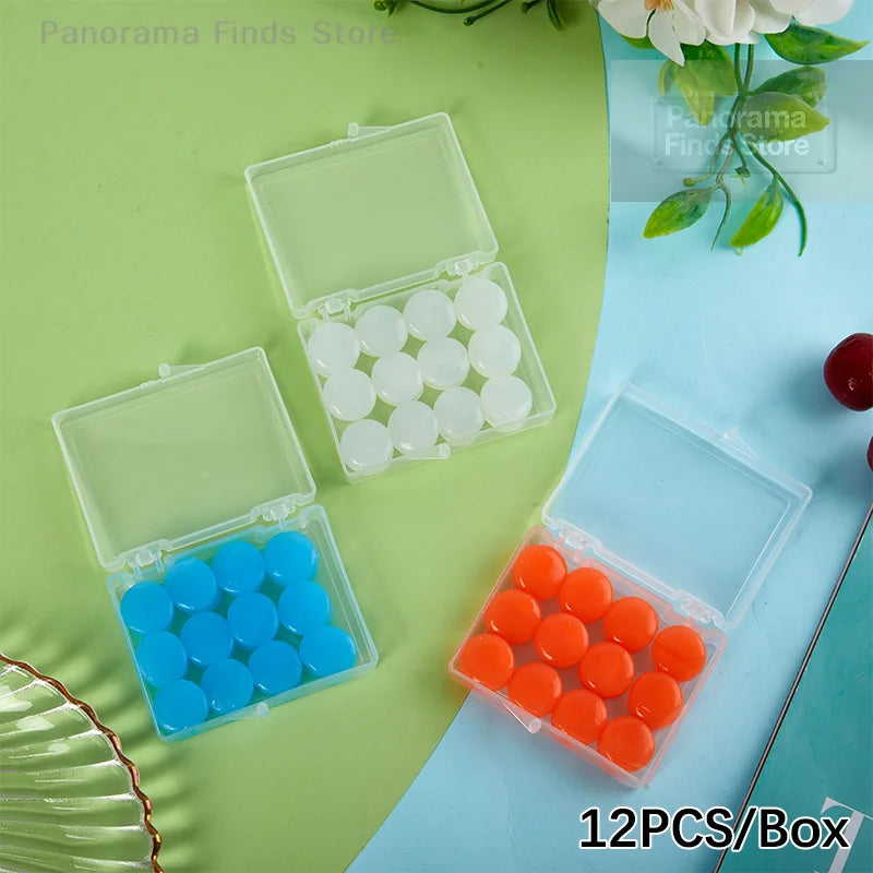 12 Pcs Reusable Silicone Earplugs | Moldable Noise Reduction for Sleeping, Swimming & Travel