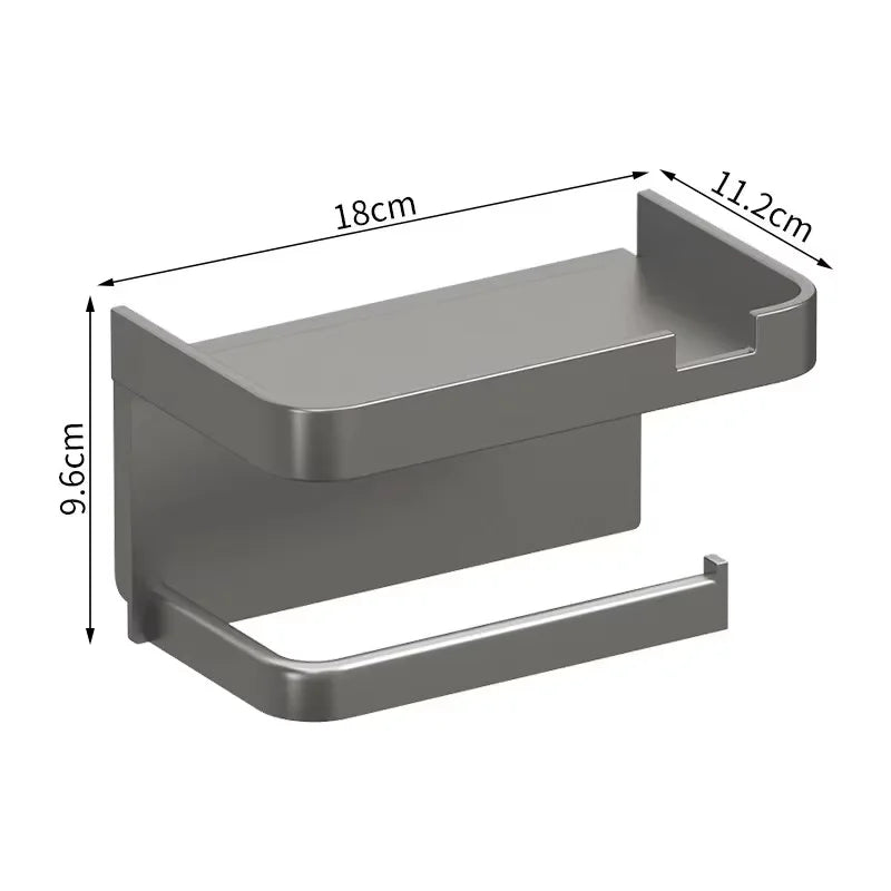 1 Pack Wall-Mounted No-Drill Toilet Paper Holder with Shelf Phone Holder Bathroom Tissue Roll Dispenser Polypropylene Material