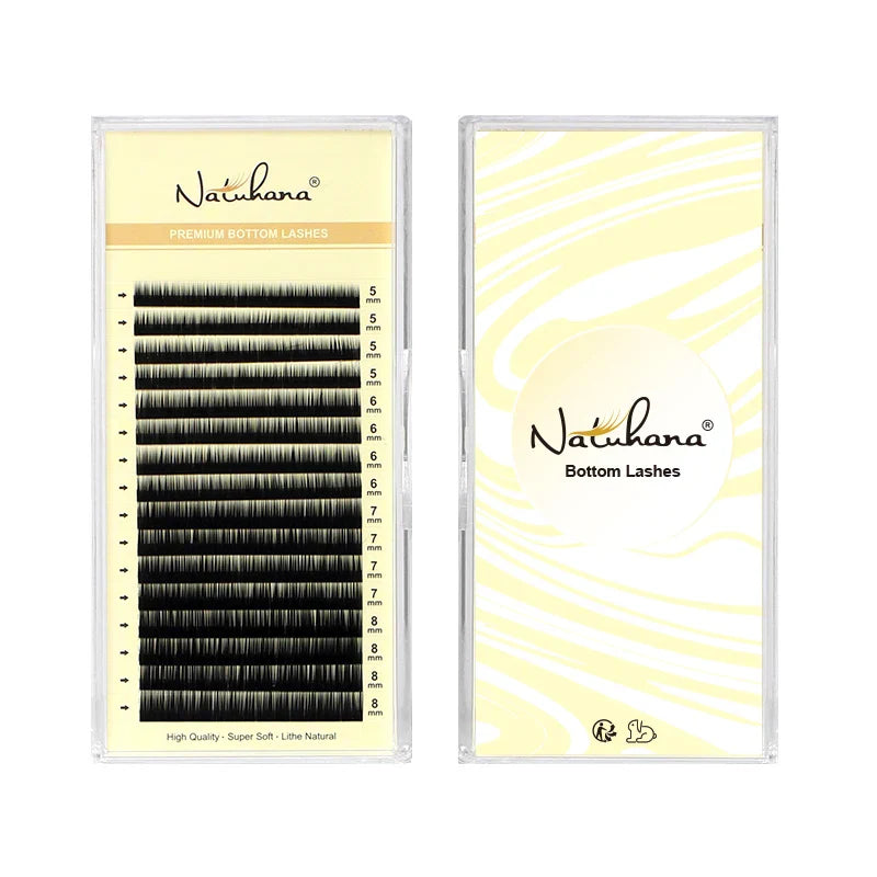 NATUHANA Bottom Eyelashes Extension | Natural J/B/C Curl Mix for Salon Use