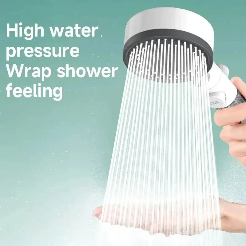 10-Settings Handheld Showerhead with Adjustable High-Pressure Filter, Portable One-Click Stop Shower Accessory