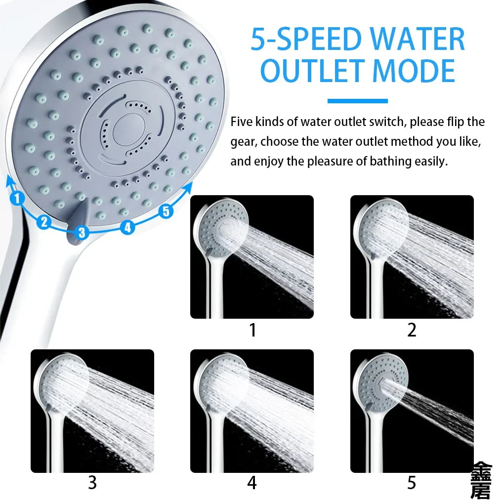 Bathroom Sprayer Shower Jetting Shower Head Water Saving Handheld Adjustable 5 Modes SPA Shower Bath Head Bathroom Accessories