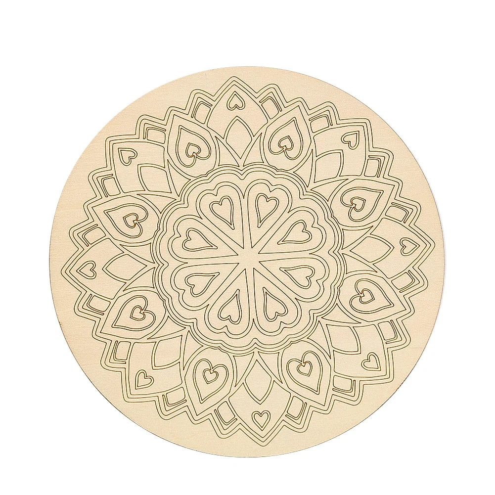 10cm Crystal Grid Wooden Display Board | Laser Engraved Spiritual Decor
