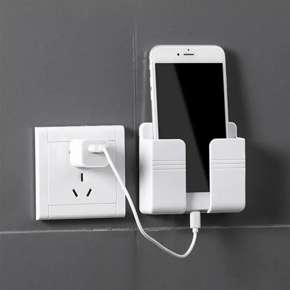 Wall Mount Phone Holder Socket Sticky Stand for iPhone Samsung All Smartphones Charging Holder for Home Kitchen Bathroom