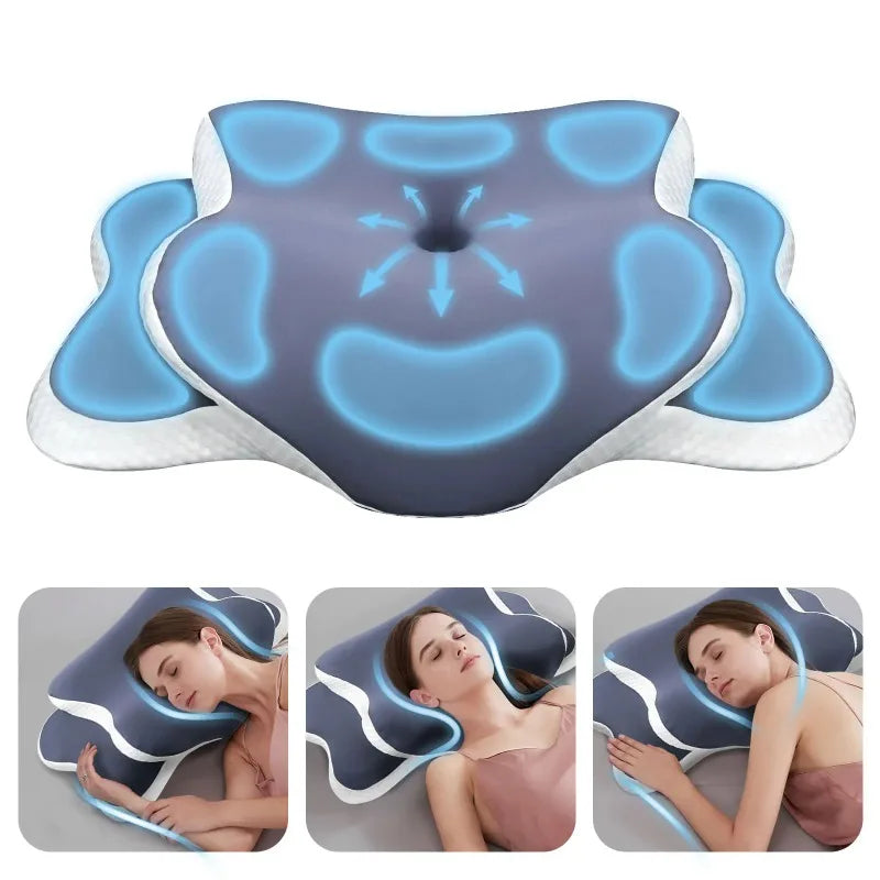 Memory Foam Cervical Pillow Ergonomic Neck Support for Side Back Stomach Sleepers Pain Relief