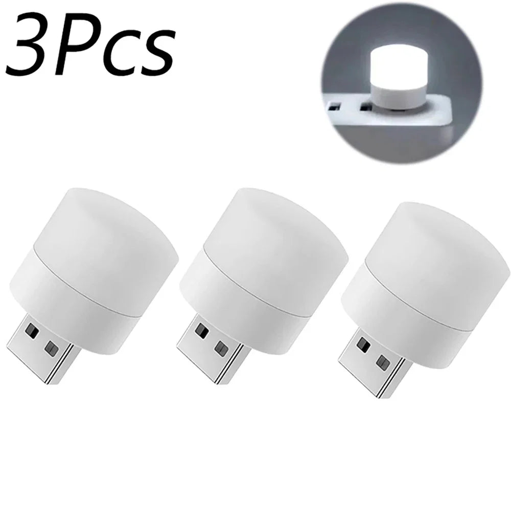 1/3/5/10Pcs USB Night Light Warm White LED Plug-In Light Bulb Portable Home Environment Light Energy-Saving Reading Night Light