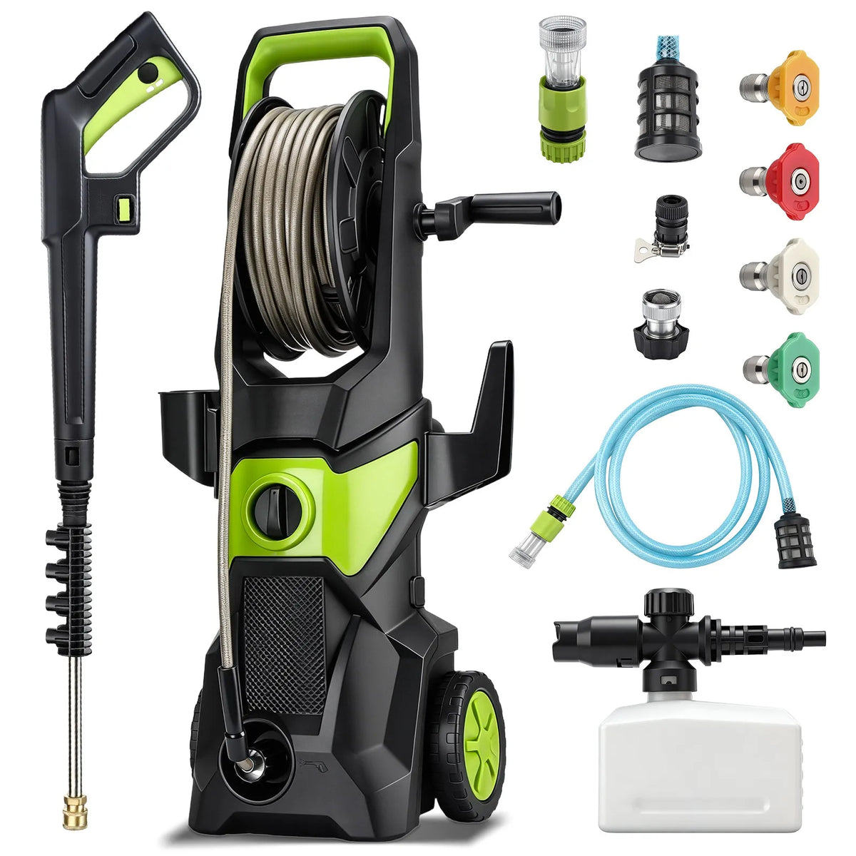 Electric Pressure Washer, 52.5 FT 5000PSI 3.2GPM Pressure Cleaner with 4 Nozzles