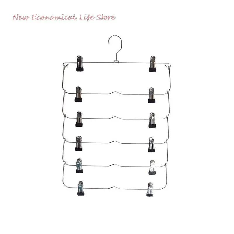 4/6-Tier Skirt Pants Shorts Hangers with Adjustable Clips Space Saving No Slip 12 Clothing Storage Metal Rack