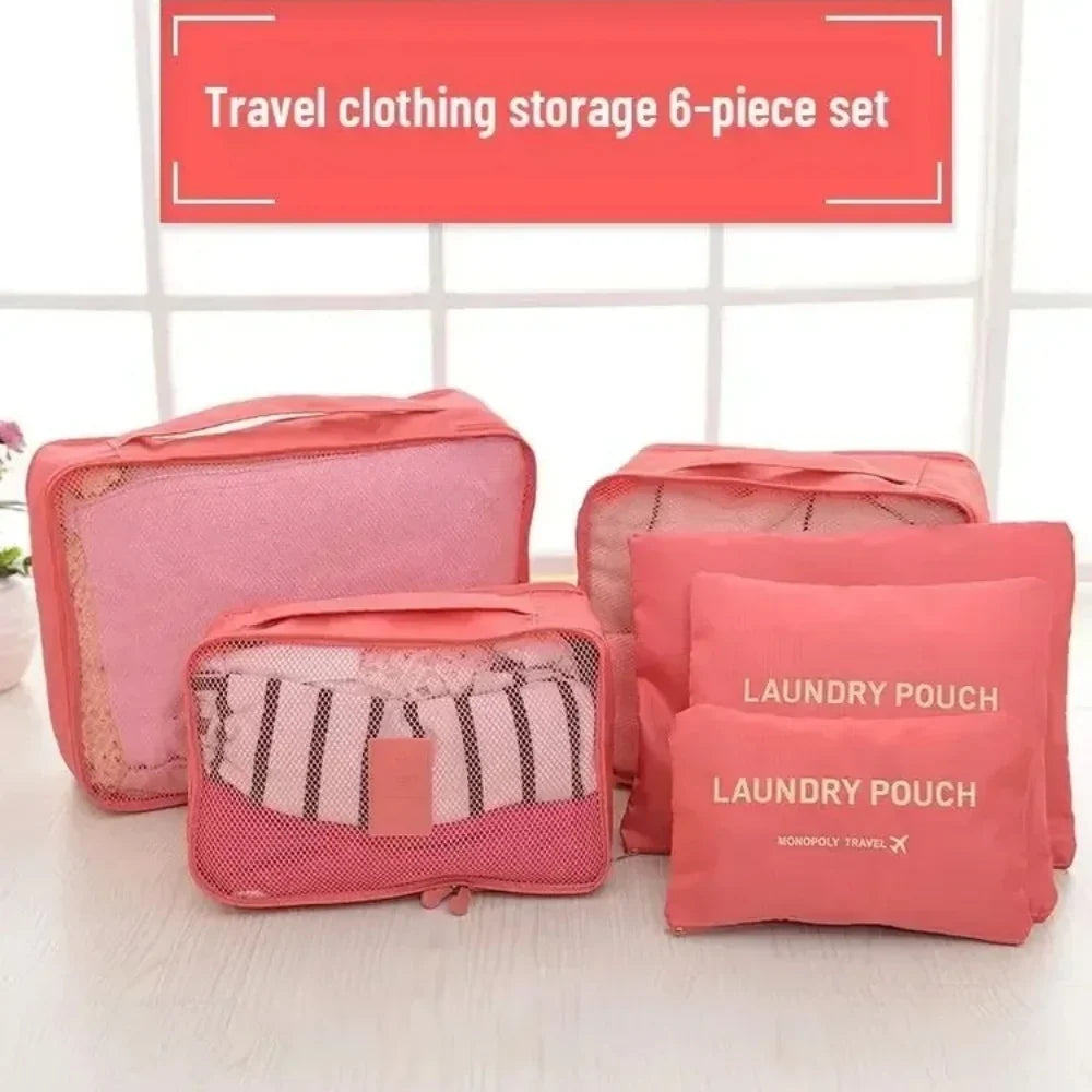 Protable Large Capacity Waterproof Luggage Clothing Underwear Storage Bag 6 Pcs/Set Travel Storage Bag Travel Bag With Zipper