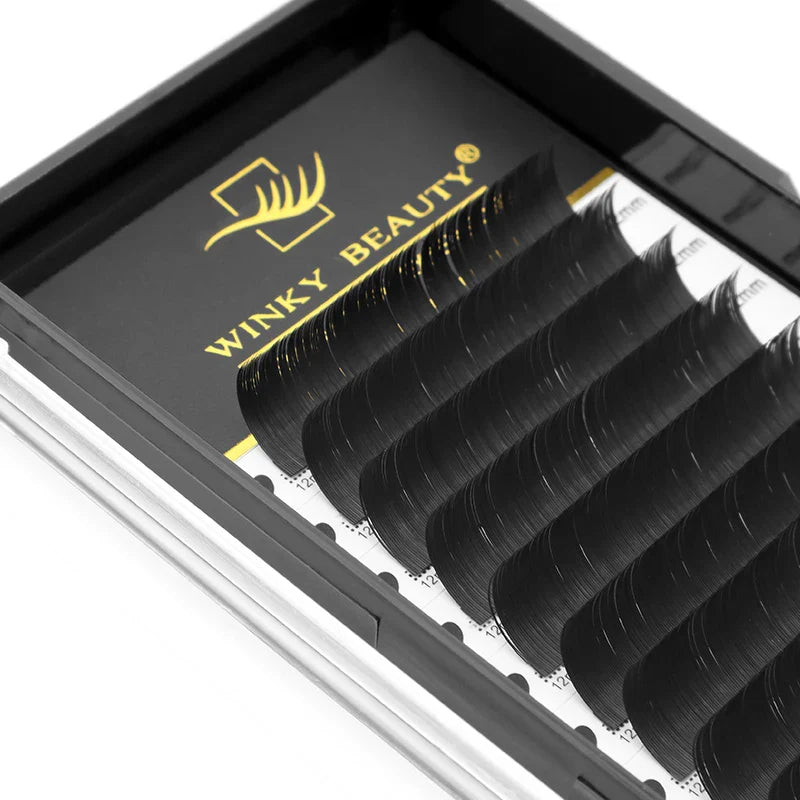 Flat Black Mink Lashes | Ellipse Split Tips Individual Eyelash Extensions