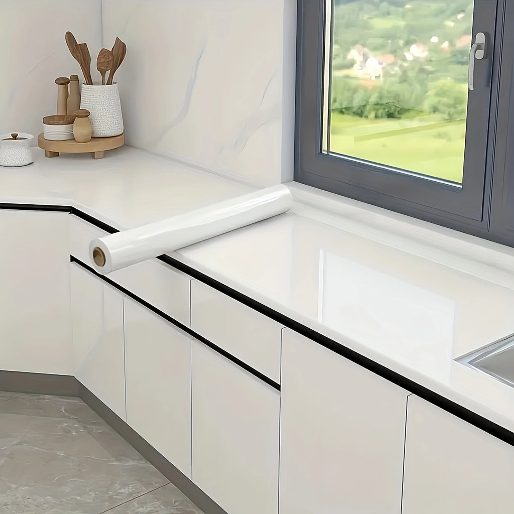 Kitchen countertop White Self-adhesive Wall Wallpaper Self Adhesive Autohesion Wallpapers Home Decor Waterproof Cabinet Sticker