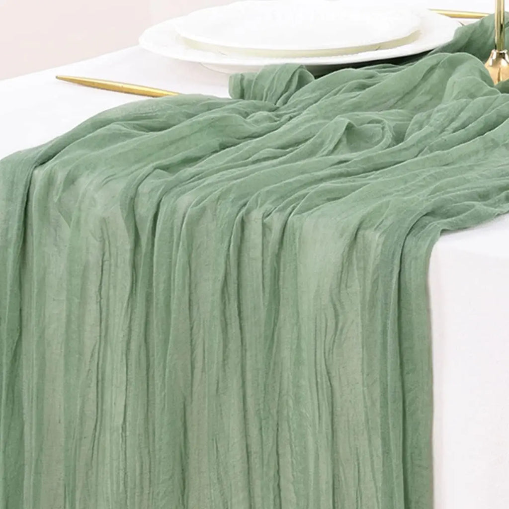 Boho Cheesecloth Table Runner, Semi-Sheer Gauze Fabric Rustic TableRunner for Wedding Bridal Shower Party Banquet