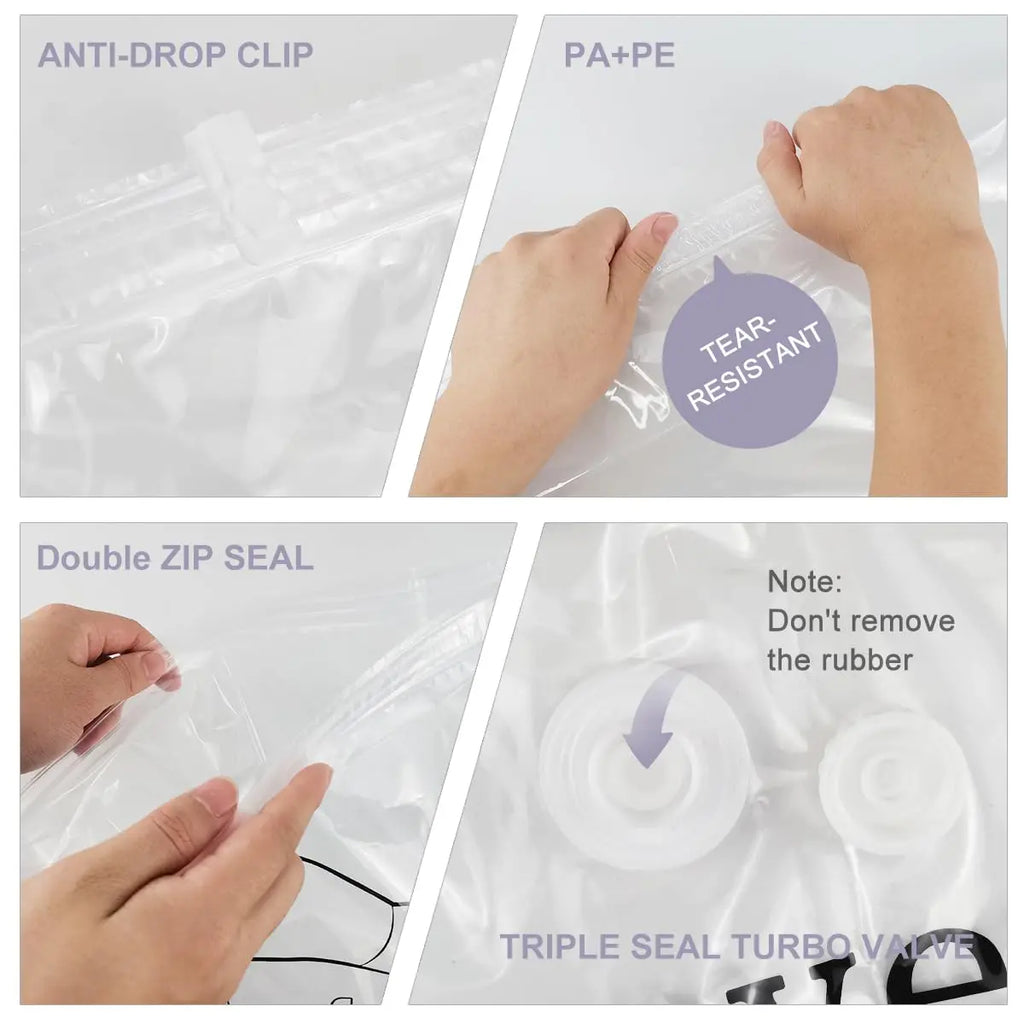Hanging Vacuum Space Saver Bags Closet Organizer Storage Bags, Vacuum Seal Clear Bags for Clothes, Suits, Dress Or Jacke
