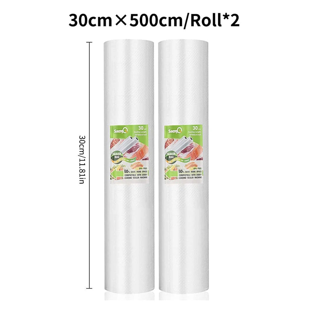 2 rolls of 500cm long textured rolls, vacuum compressed bags, single-sided mesh food vacuum packaging rolls, 2 packs