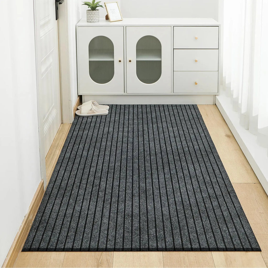 Modern Minimalist Square Floor Mat - Durable, Stain/Fade Resistant, Non-Slip Rubber Backing, Machine Washable for Indoor/Outdoor
