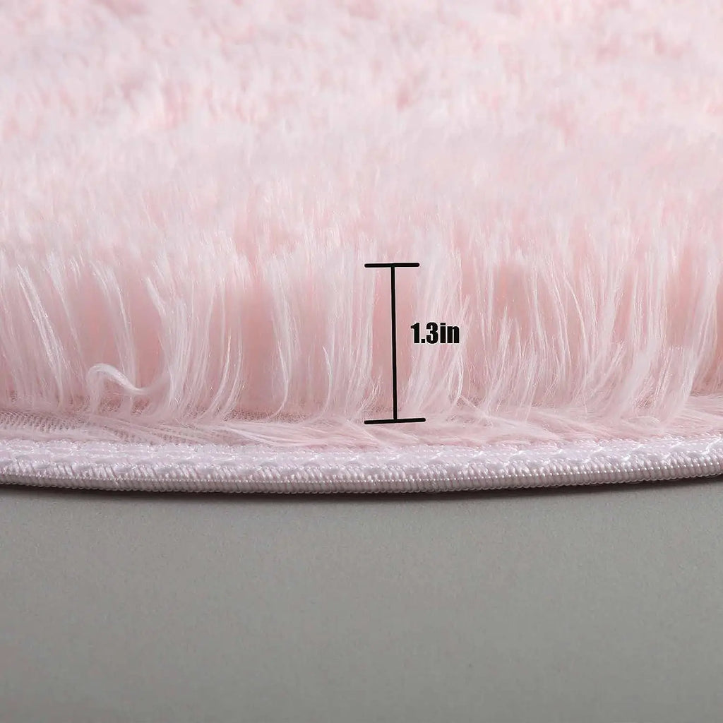 100/120/140/160 Round Rug Fluffy Soft Area Rugs for Kids Girls Room Princess Castle Plush Shag Carpet Cute Circle Bedroom Decor