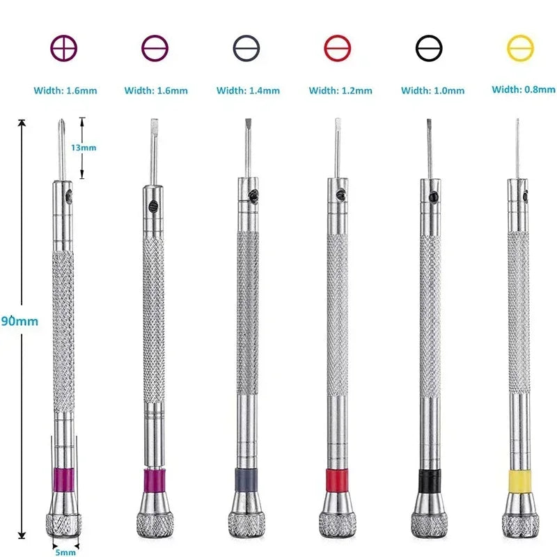 0.8-1.6mm Steel Screwdriver Set for Watch Repair | Portable Watch Band Removal Tool with Mini Link Pins