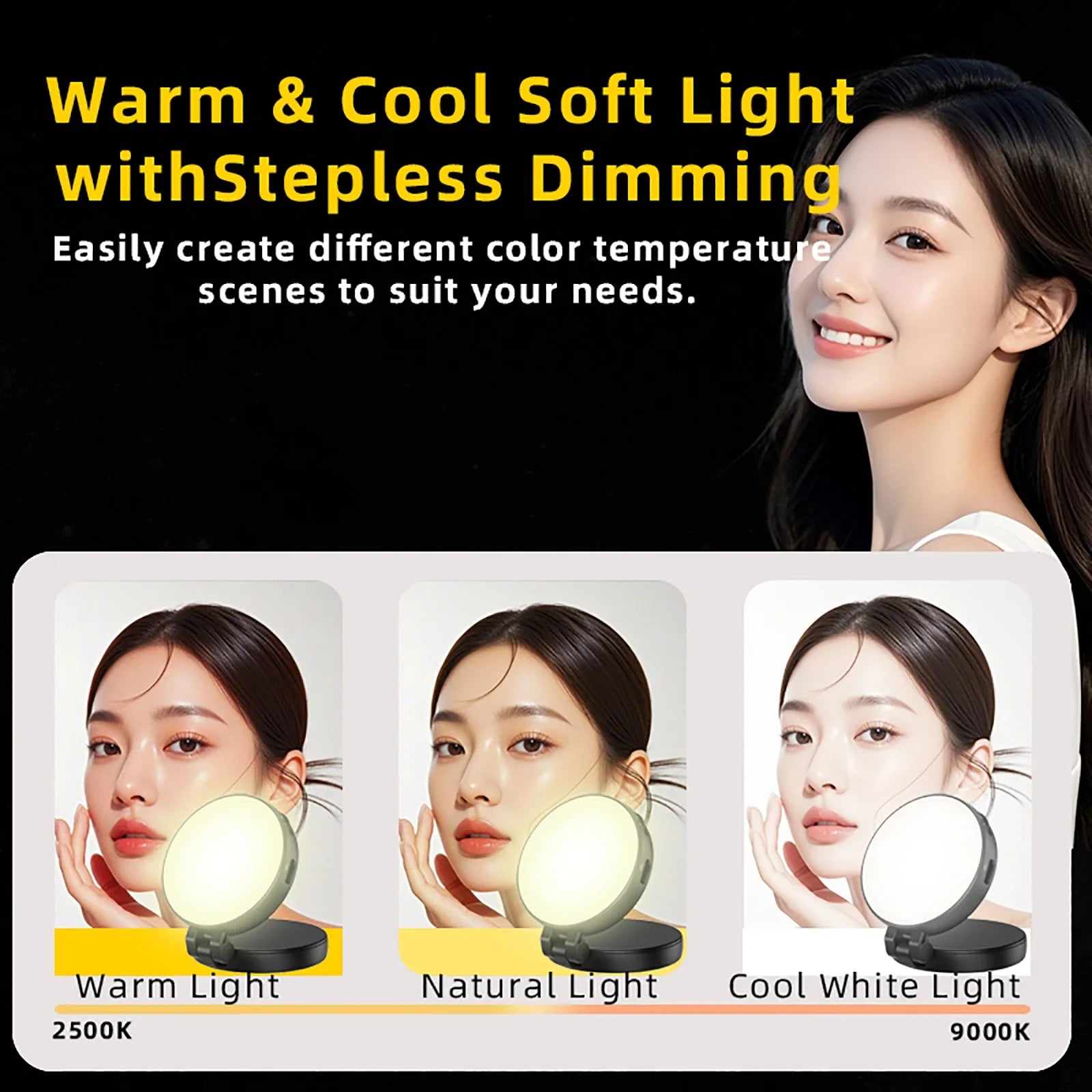 2 in 1 Folding Magnetic Phone Selfie Light with Mirror for Magsafe IPhone Fill Light Led Ring Flash Video Photography Accesorios