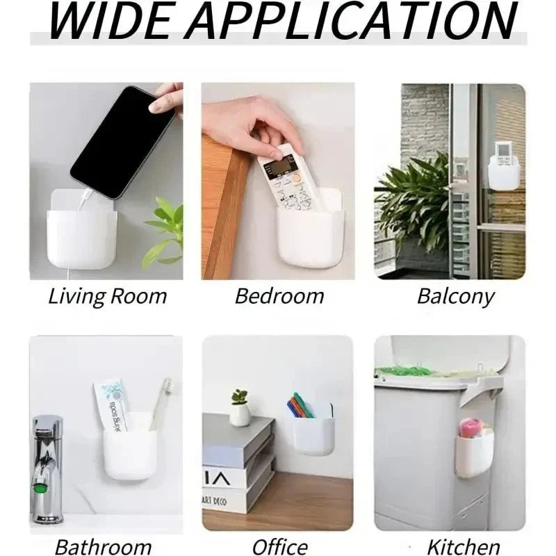 2PCS Wall Mounted Storage Box Household Living Room Conditioner Remote Control Bedside Phone Storage Holder Organizer Box1p2026